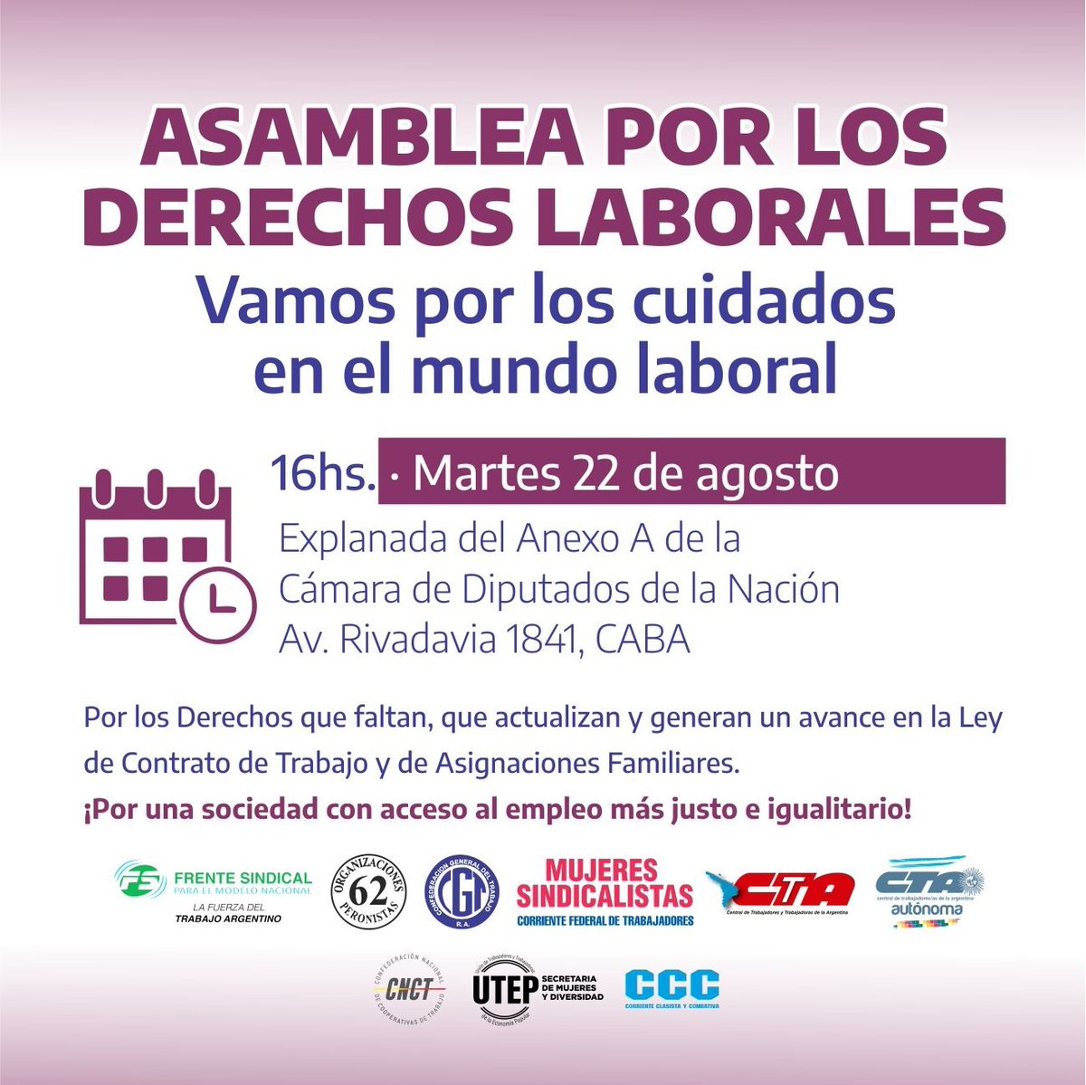 generoctabsas's tweet image. Asamblea por los derechos laborales
Vamos por los cuidados en el mundo laboral

#Trabajo #derechos #cuidados #igualdad