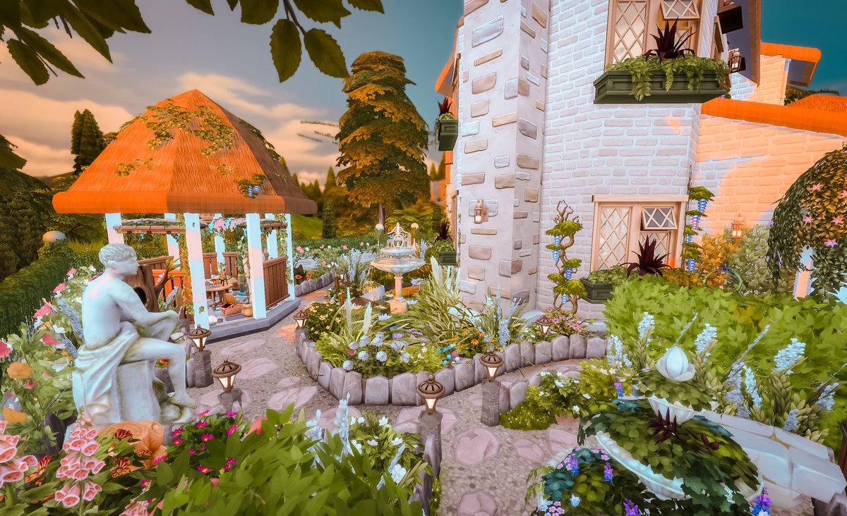 frshpic's tweet photo. "Rich Grandma's Cottage" with the cosy, classy green thumb garden vibes. My first cottage build 🤗
.
Galery ID: frshpic
.
#TheSims4 #ShowUsYourBuilds https://t.co/zLrHtM4zlM