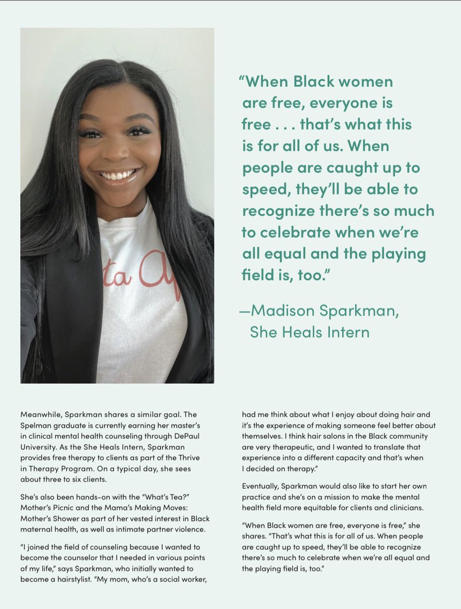 #FeatureFriday I was featured in Sista Afya’s Mid Year Report as their FIRST ever, “She Heals intern”. In this role I was able to provide free therapy to 20 incredible humans, curate four therapy groups, and co-found a maternal mental health team. Read more here 👇🏾#BlackTherapist
