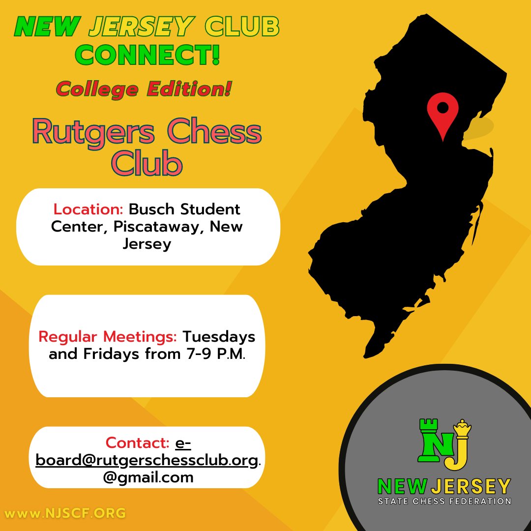 NJ_Chess's tweet photo. This week's college chess club is the Rutgers Chess Club! You can find out more information about this club on their website, https://t.co/uq6VQU5Ycw. https://t.co/v6PsHZT1d2