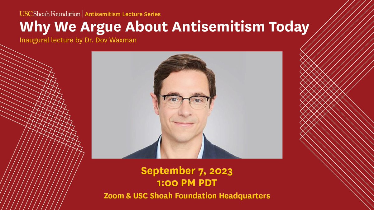 What constitutes antisemitism and why do we still debate the issue? Join us for the inaugural presentation of our Antisemitism Lecture Series, 'Why We Argue About Antisemitism Today', with @DovWaxman on Sept. 7 at 1PM PDT. Register here: bit.ly/449sUC1