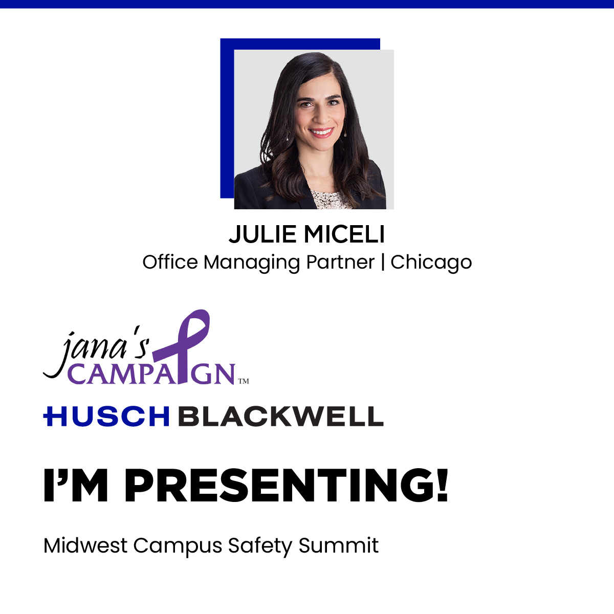 HB Education Law (@hbeducationlaw) on Twitter photo We look forward to hosting <a href="/JanasCampaign/">Jana's Campaign</a> Midwest Campus Safety Summit in our Chicago office! It is a two-day conference sharing insights on preventing and responding to gender and relationship violence on college campuses.
Our Julie Miceli is presenting: ow.ly/LHpX50PAZ3e We look forward to hosting <a href="/JanasCampaign/">Jana's Campaign</a> Midwest Campus Safety Summit in our Chicago office! It is a two-day conference sharing insights on preventing and responding to gender and relationship violence on college campuses.
Our Julie Miceli is presenting: ow.ly/LHpX50PAZ3e