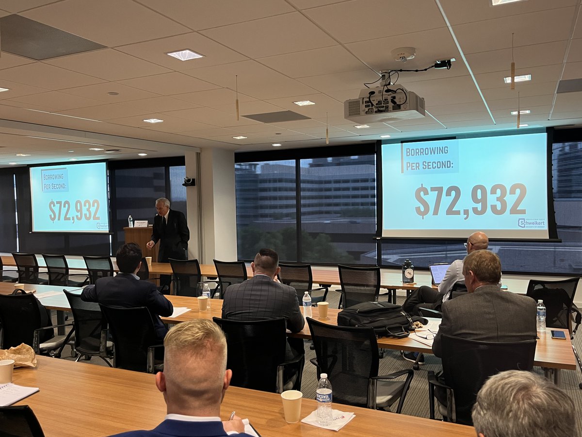 RepDavid's tweet photo. Had the pleasure of speaking at a roundtable hosted by @azbankers where I discussed the overwhelming scale of our country's debt. Deficits totaled $2.3 trillion over the last year, or $72,932 every second.

We must begin to take our debt seriously to save our children's futures. https://t.co/DvWZxP9t6d