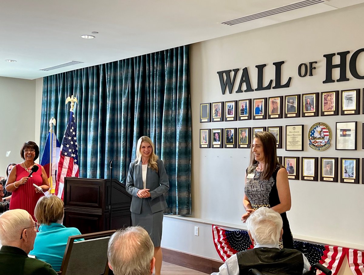 deborahslively's tweet photo. Thank you Rep. Pettersen for being a part of the unveiling of the Veteran’s Wall of Honor at The Ridge Pinehurst. The community was honored and having you there truly made the day special for all the residents. They were all grateful to meet you! @LeadingAgeCO https://t.co/474llnBbXk