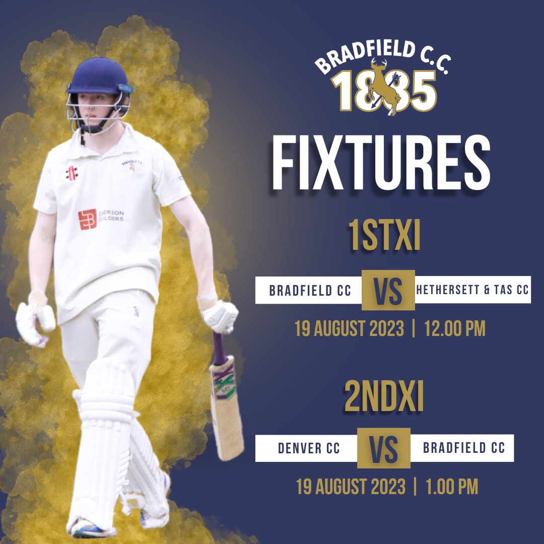 BradfieldCC1885's tweet photo. 🏏 Fixtures - Week 17 🏏

1stXI vs @htvcc (H)
2ndXI vs @DenverCricket (A)

#fixtures #season2023 #1stXI #premierleague #2ndXI #divisionfour #norfolkcricket #bradfieldcc https://t.co/dYIGb1KRZ0