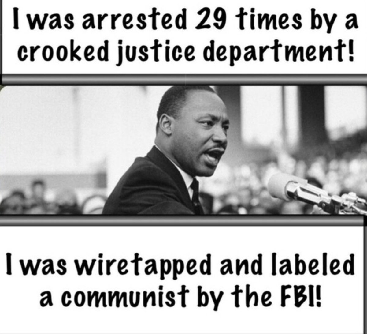 CRRJA5's tweet photo. Martin Luther King Jr.: FBI’s Campaign to Discredit the Civil Rights Leader

Somethings never change as history is repeating itself as they go after Trump 
♦️ Just Sayin ♦️

https://t.co/gn4rHK8f2R https://t.co/RilCX1zN7h