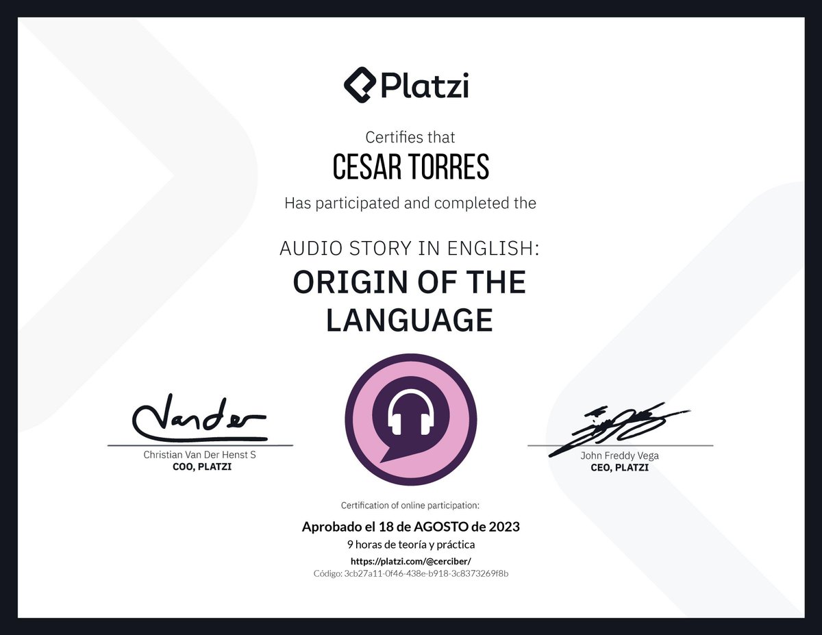 cerciber's tweet photo. 🙇🏻‍♂️ Practicing listening with “Origin of the languaje”. @Platzi. ✨ https://t.co/WcqqLOIWwO