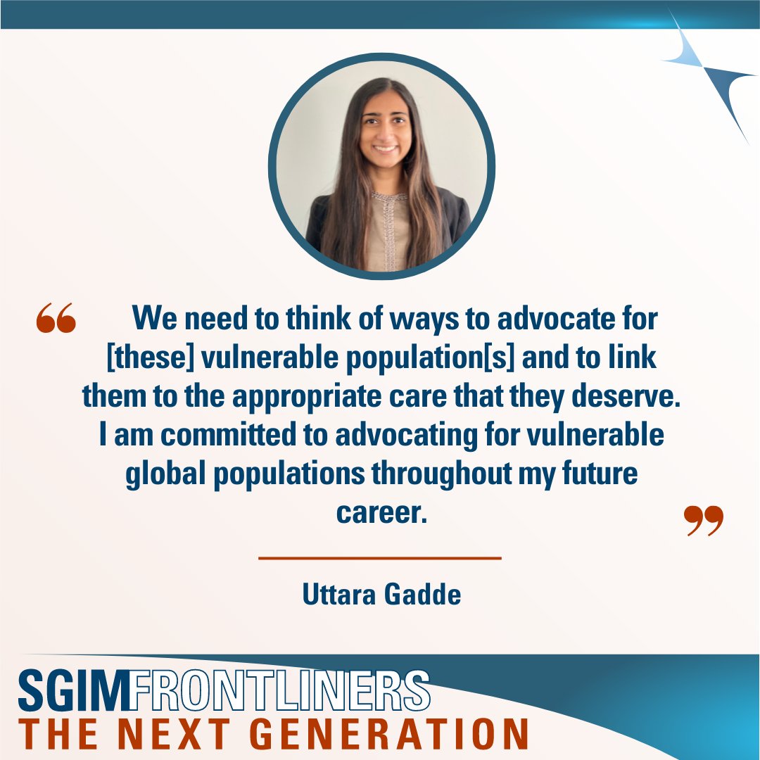 Uttara Gadde, a third-year Internal Medicine resident at the University of Pennsylvania, presented a poster on, ‘Evaluating the Efficacy of a Mental Health Triage Program at a Primary Care Center for Refugee Health’ at #SGIM23. @uttaragadde bit.ly/3P4rlkx