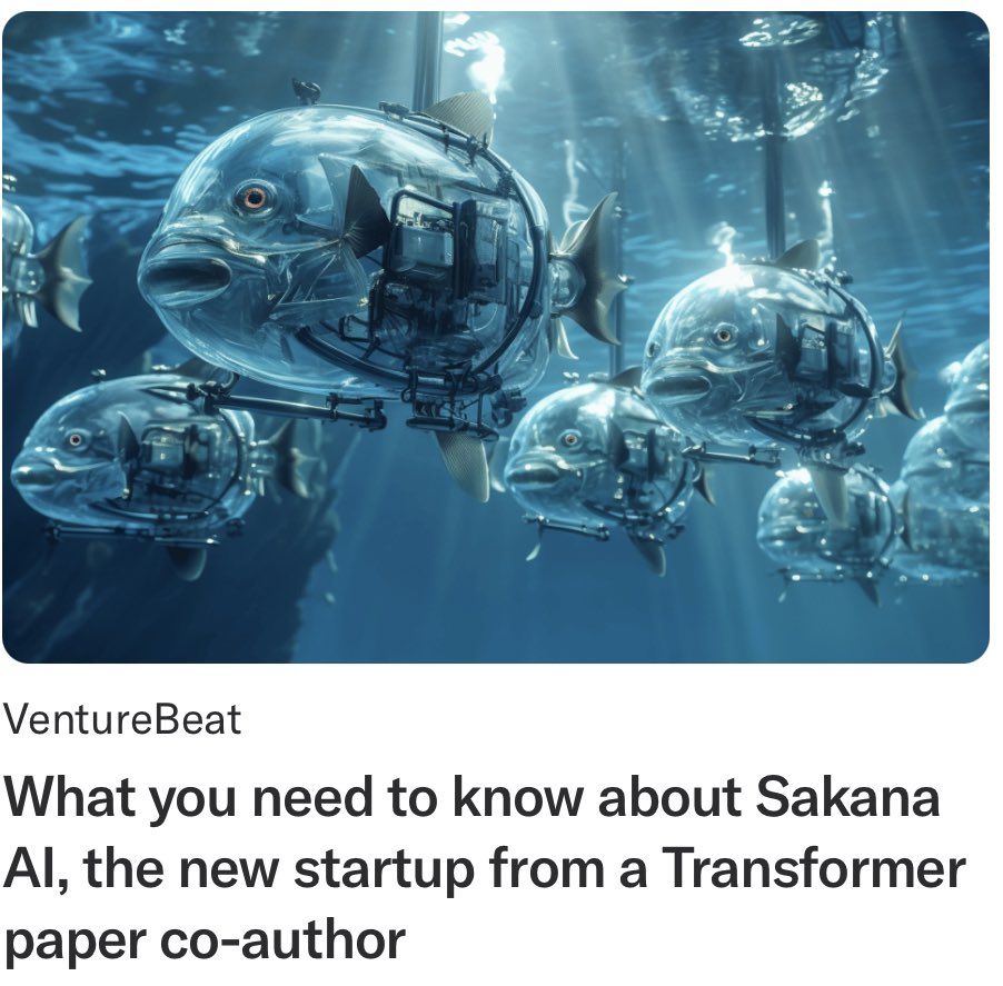Sakana AI, founded by Transformer paper co-author Llion Jones, ventures into biomimicry for crafting advanced AI models. Delve into the academic foundations of this innovative approach: venturebeat.com/ai/what-you-ne… #AI #AcademicAI #TransformativeResearch #Startup