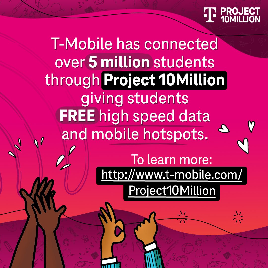 Internet is no longer a luxury, but a necessity. Proud to see @TMobile’s #Project10Million connect students with free devices and internet access. Learn more here! ms.spr.ly/601893rS6​ #TeamMagenta​ | #BackToSchool