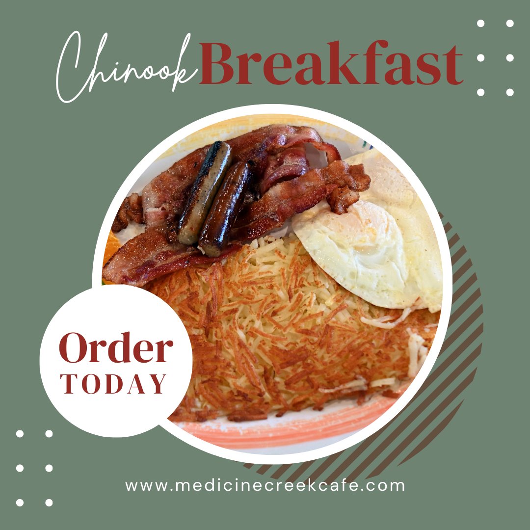 Dine with us from 7 a.m. to 6 p.m. medicinecreekcafe.com.  #DineWithUs #BreakfastToDinner #AllDayDining #FoodieFaves #FoodLoversDelight #MorningToEvening #EatGoodFeelGood #YummyTreats #DeliciousEats #Food