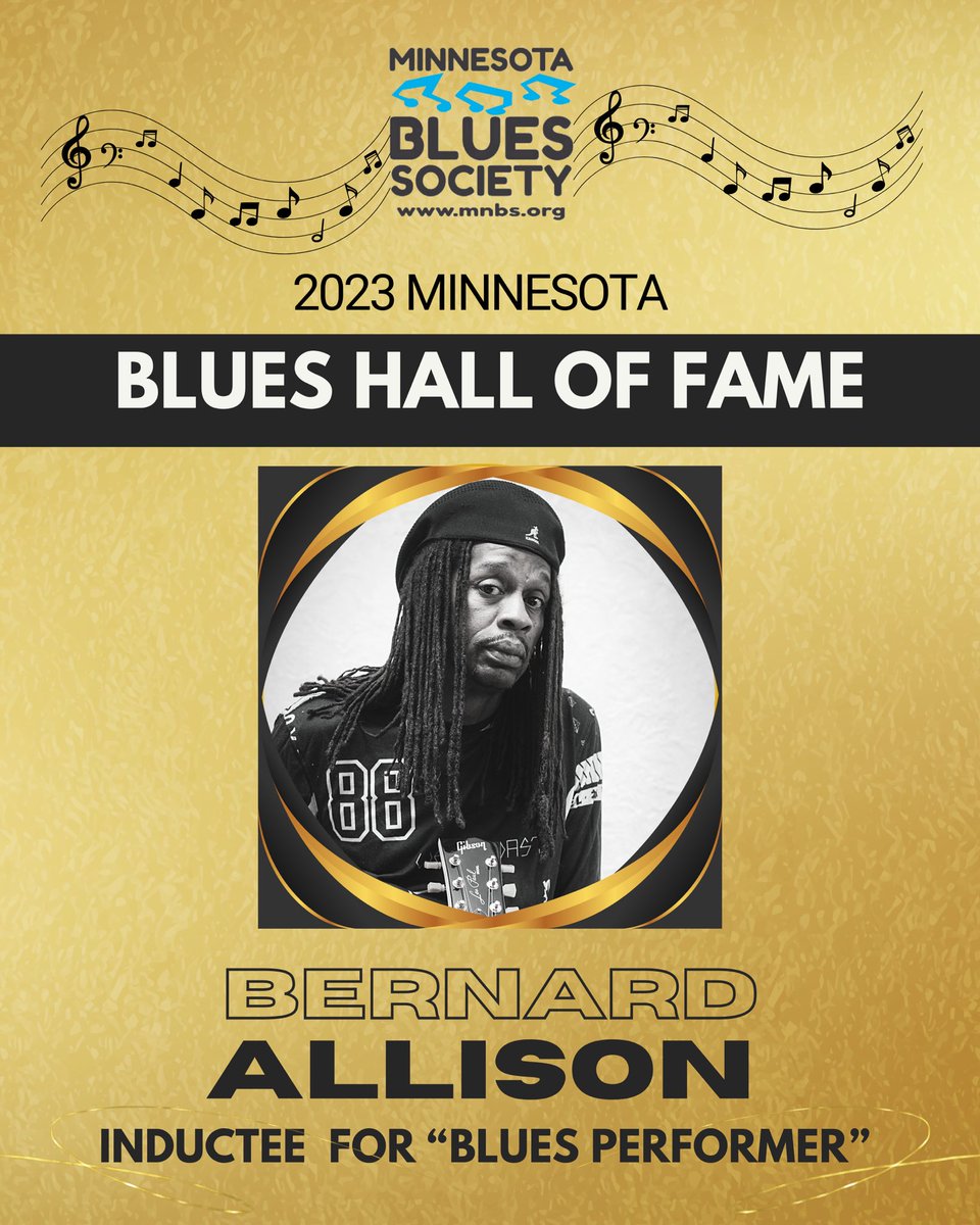 We are very proud to announce Bernard Allison has been selected as an inductee for the 2023 Minnesota Blues Hall of Fame as “Blues Performer”! Bernard would like to thank the Minnesota Blues Society. We are excited for Bernard and his well deserved award. —Team BAG