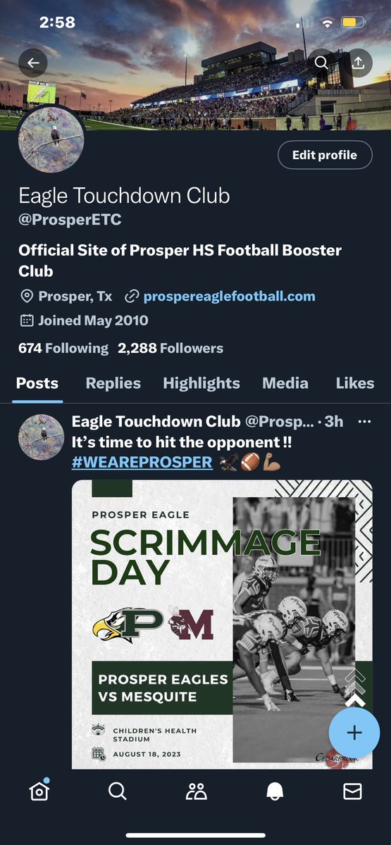 We’re currently standing at 2288 followers help us out to make it to 2300 followers before the 1st game!  WEAREPROSPER 🦅🏈💪🏽!!!