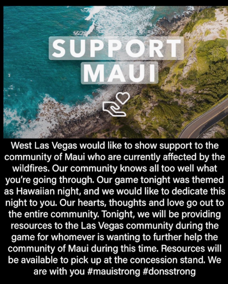 Westlasvegasfb's tweet photo. ⚠️Attention Fans⚠️
#MauiStrong #donsstrong
@_NMAA https://t.co/2JAr4ZUrtO