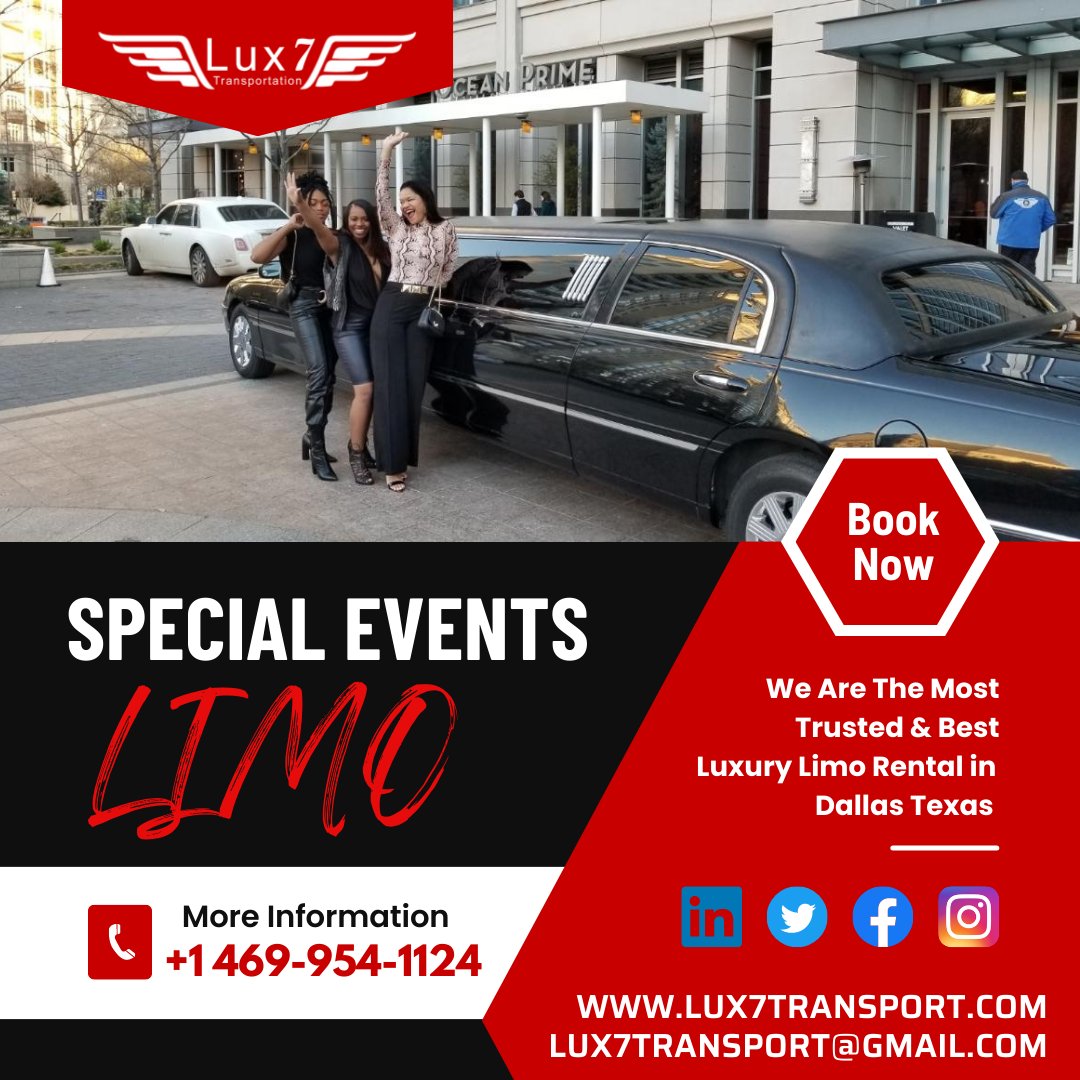 lux7transport's tweet image. Special Events Limo
The Most Trusted &amp;amp; Best Luxury Limo
Book Now: lux7transport.com

#airportservice #promandgraduation #corporateservice #Dallasblacklimoservice #limoservice #partybus #pickanddrop #transportation #rentalcarservice #eventtransportation #Dallas #Texas #USA