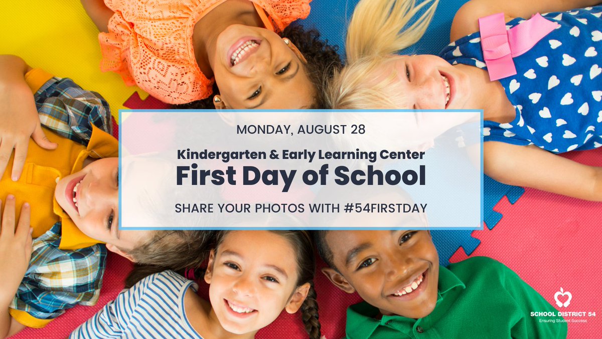 Monday is the first day for the youngest District 54 learners! 🖍🎒Our elementary schools are eager to welcome their new kindergartners and the Early Learning Center is excited to be bustling with new Super Sprouts! 🌱🌞Share your photos with us by using #54FirstDay