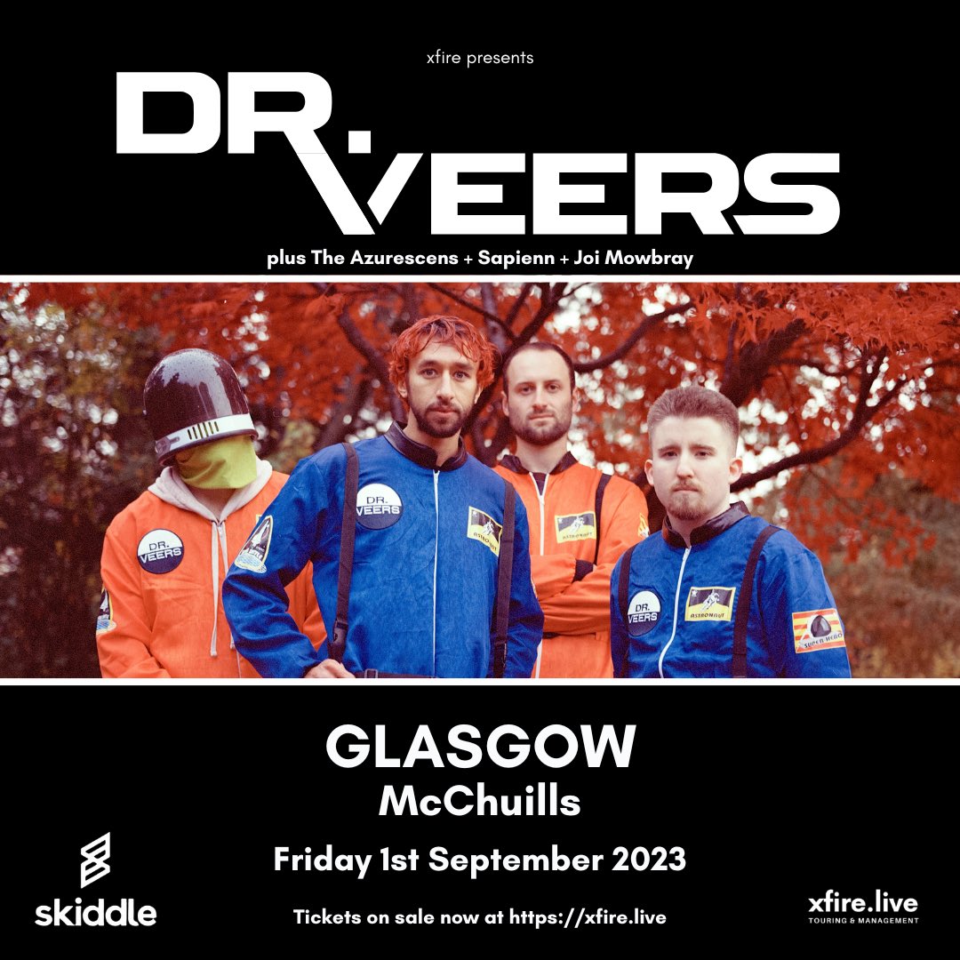 Gig alert!!! 💀 The band will be playing a debut show at Glasgows McChuills on Friday 1st September. We’ll be playing a new song as well. 👍 Supporting @DrVeers alongside @theazurescens and @joimowbray_music_ Ticket link in bio! #NewBand #NewMusic #LiveMusic