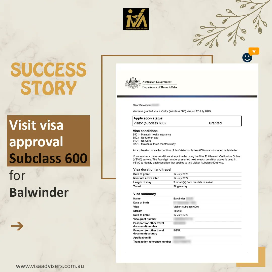 InVisaAdvisors's tweet image. Meet our amazing client Mr. Balwinder who received his Australia Visit Visa #Subclass600. Now he is all set to explore the beauty of #Australia! 

Contact us-
📞+61 403 430 987
📧info@visaadvisers.com.au
🌐visaadvisers.com.au

#Successstory #Visaapproval #Visitorvisa