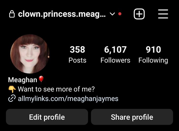 If you want to keep following me, I'm clown.princess.meaghan on IG. https://t.co/FQANtpeFl7