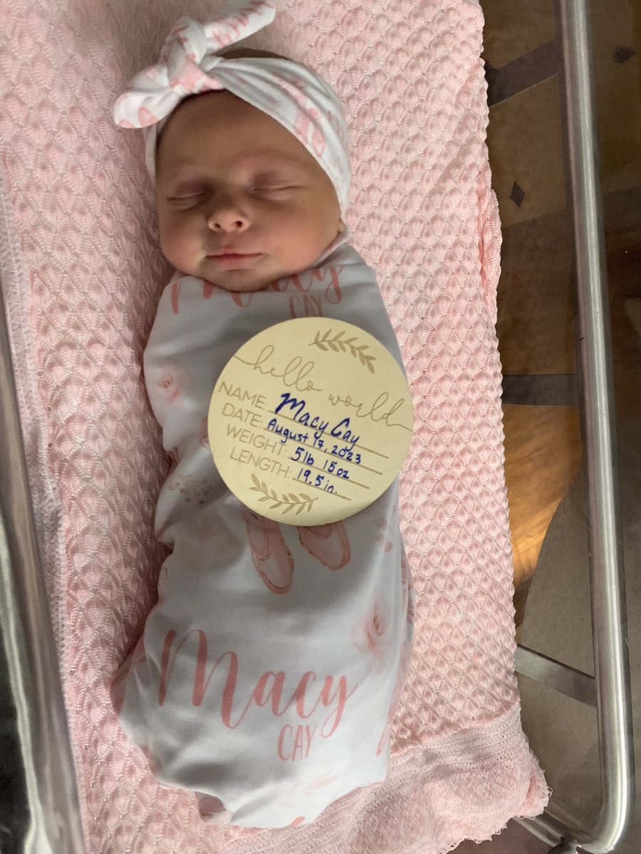Marrs party of three is complete! Our baby girl arrived Thursday evening on August 17 at 4:51pm and weighed 5 lbs 15oz and was 19 1/2 inches long! My wife crushed the labor and is doing great! Thank you for all the love and prayers. Our little blessing from God Macy Cay Marrs!