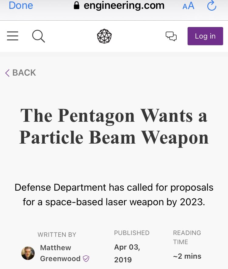 LewMan90's tweet photo. The Pentagon wanted to use direct energy weapons by 2023… 🤣

#SmackDown #OPLive #Floki888 Tucker #Edge25 Elon #Politics #Trump #Biden #BCWildfire #GreenwoodOut #BBNaija #LoveIslandUSA #CanadaFires #Canada #HawaiiFire #Maui #MauiFires #science #technology #MILITARY Mastodon https://t.co/5RMUxYzE1z