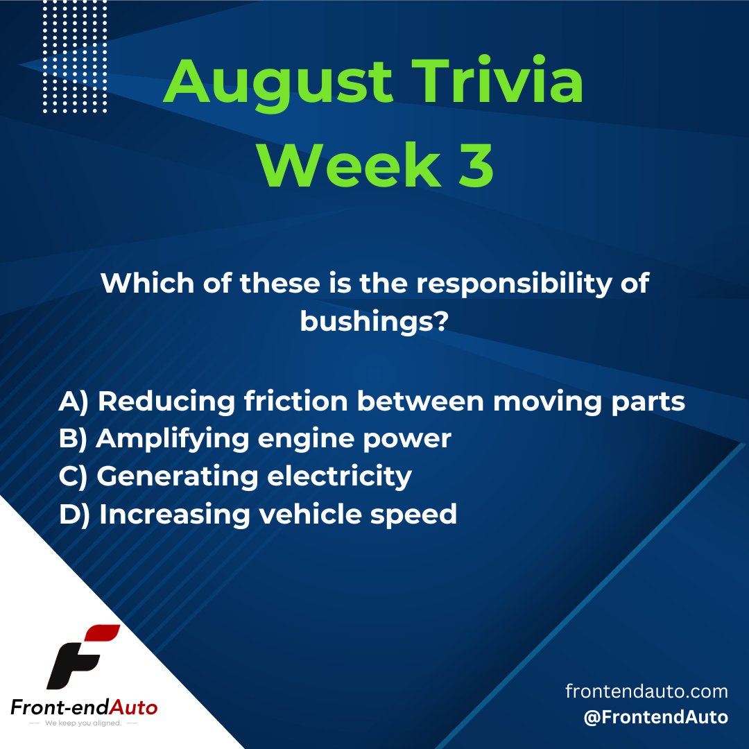 FrontendAuto's tweet photo. The first person to:
1. Like and comment with the correct answer.
2. Tag a friend who is also following Front-end Auto.
Will receive $200 call credit.
#FrontendAuto #Trivia #Fun
Visit our website at https://t.co/Y0QPWTS1Wu https://t.co/VZ7w7bCD2w