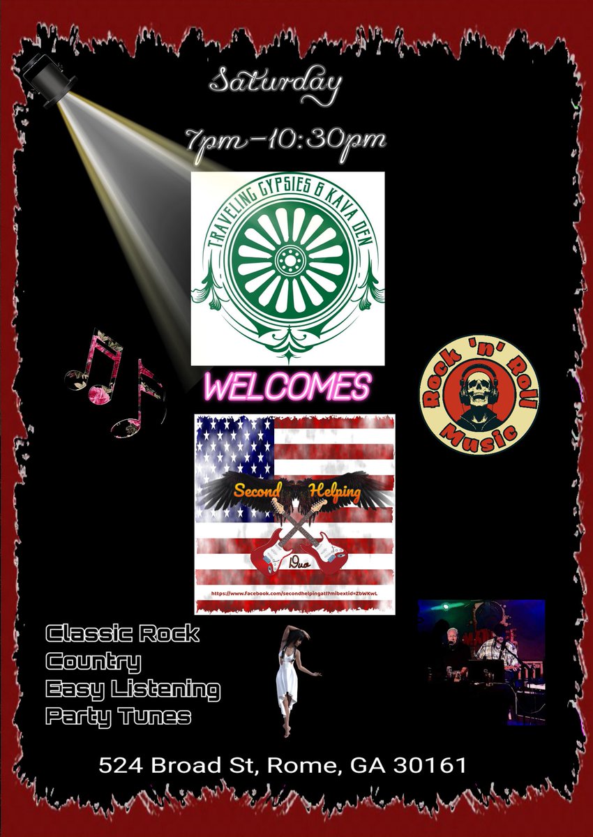 TGKavaDen's tweet photo. Saturday Night “Second Helping” Live at the Kava Den from 7-10:30pm. Come check them out! It’s their 1st performance at the #kavaden #downtownromega #romega #livemusic #secondhelping #kavacommunity https://t.co/uwOrKd42ty
