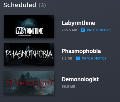 Misute_Rareta's tweet photo. I call this the Haunted Update.

Woke yesterday to these three needing updates after not needing them the day prior.

🌙 ~ @ArtsyEvy07

#game #games #gaming #gamer #gamers #gamergirl #gamerboy #videogame #videogames #pcgaming #steam #Labyrinthine #Phasmophobia #Demonologist #meme https://t.co/Ju03BphdKs