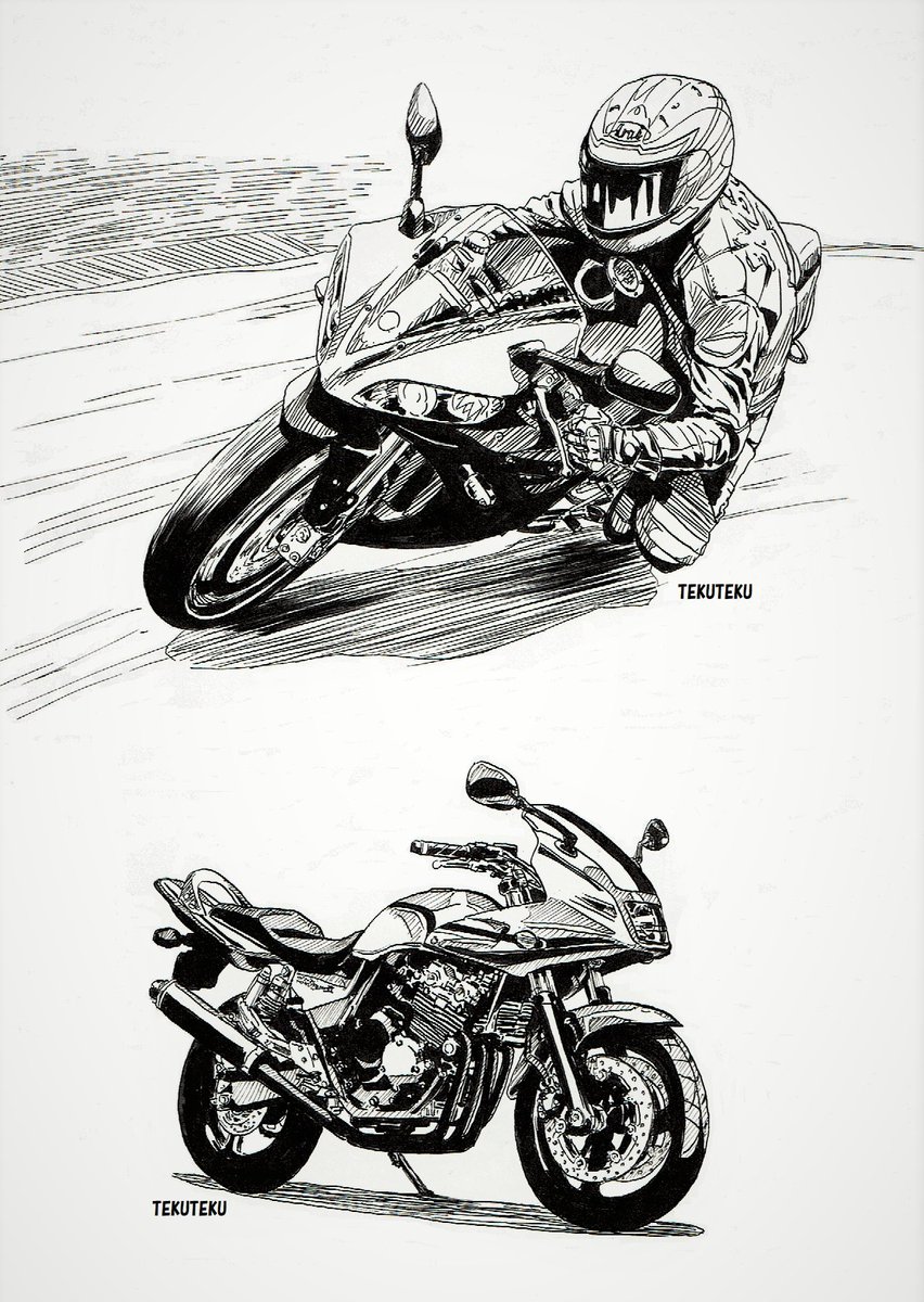 #バイクの日 🏍️
 #illustration #写真模写 #ペン画 #フリーハンド 