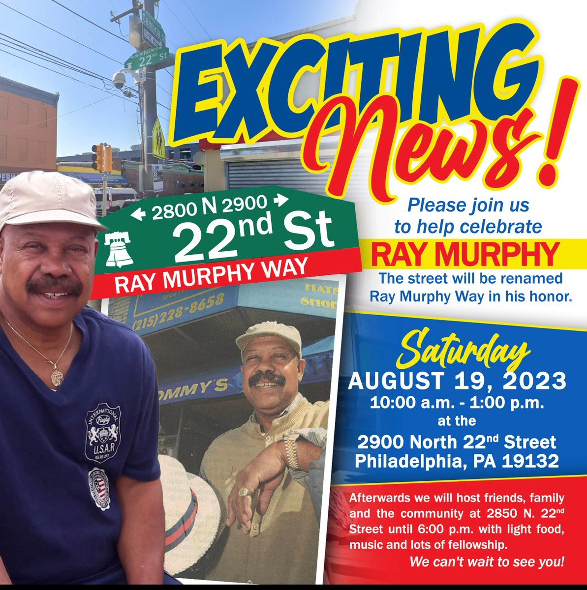 Tomorrow at 10 a.m. along the 2900 block of N. 22nd St. I'll unveil "Ray Murphy Way" in honor of the late Ray Murphy. Known as "The Mayor of N. 22nd Street," Mr. Murphy owned Tommy’s Men’s Shop for more than 40 years, contributing to the N 22nd St. corridor's economic vitality.