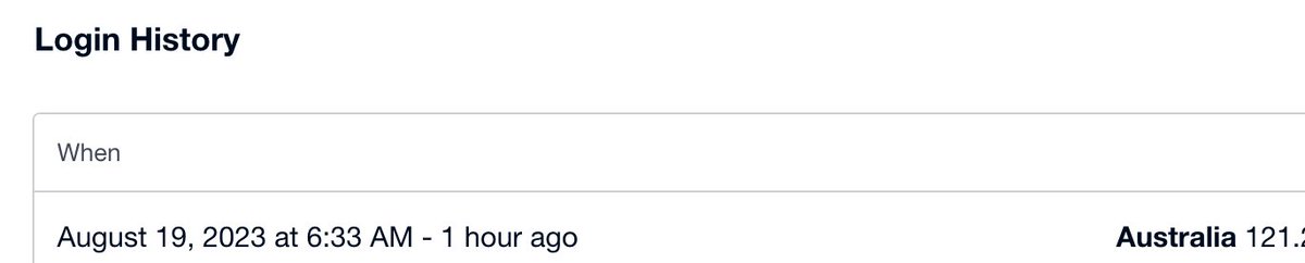 Shoutout to <a href="/Xero/">Xero</a> for having added Login History.  Helps ensure my account has not been compromised.  Would love to see more of this across the #Banking industry <a href="/up_banking/">Up</a> <a href="/BOQ/">BOQ</a> <a href="/UBank/">Ubank</a> <a href="/bendigobank/">Bendigo Bank</a>