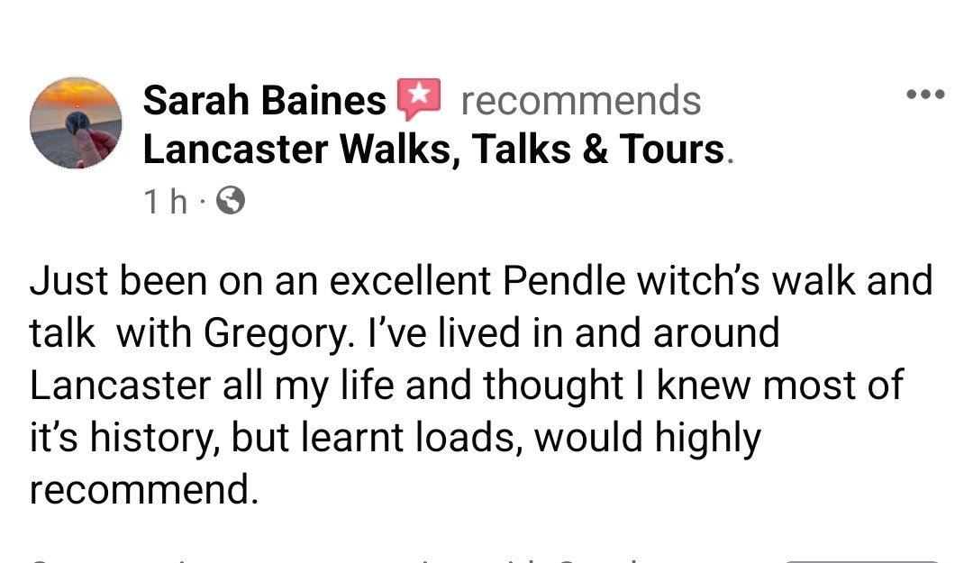 Hot off the press feedback from tonight's #Witchcraft - 1612 anniversary #guidedwalk🧙‍♀️We have more #PendleWitch #guidedtours around #Lancaster tomorrow at 11am & 7pm + one on Sunday at 7pm too if anyone fancies joining us! TICKETS: 🎟 eventbrite.co.uk/e/witchcraft-1… #LancasterGuide