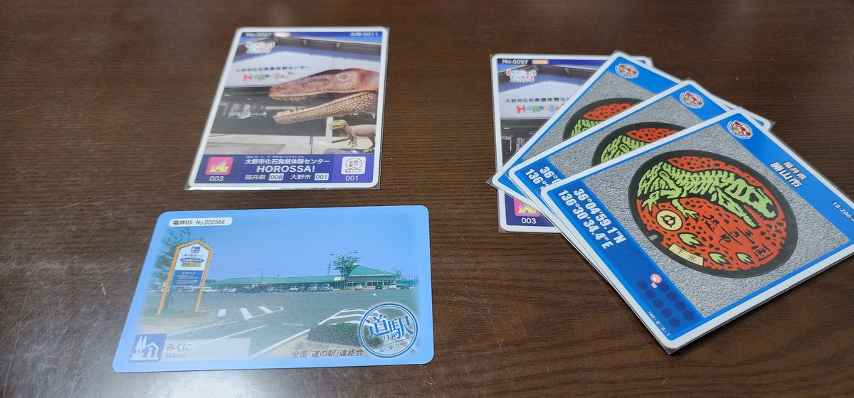 master_koala1's tweet photo. 7月の札活😃家族旅行ついでで、いつも通りどっちがメインかは内緒です😅第20弾配布前の #マンホールカード は無しです😆ﾘﾆｭｰｱﾙｵｰﾌﾟﾝすぐの #福井県立恐竜博物館 良かったですよ☺️#HOROSSA の #ﾛｹﾞｯﾄｶｰﾄﾞ をゲット😆偶然 #護衛艦あさぎり と #護衛艦せとぎり の見学も出来ました🎵 https://t.co/dhZ39gwmK3