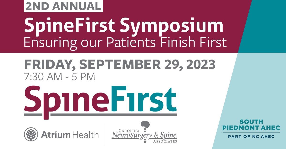 AtriumMSKI's tweet photo. ❓ Are you a health care professional &amp; interested in #spine care?

Join us Sept. 29 as @AtriumMSKI and @CNSA_insights host the 2nd annual SpineFirst Symposium—ensuring your patients finish first!

Register ⬇️ https://t.co/0TW0vmbIKa

#SpineFirst #CNSA #AtriumMSKI #Orthotwitter https://t.co/dOMfh6ZInd