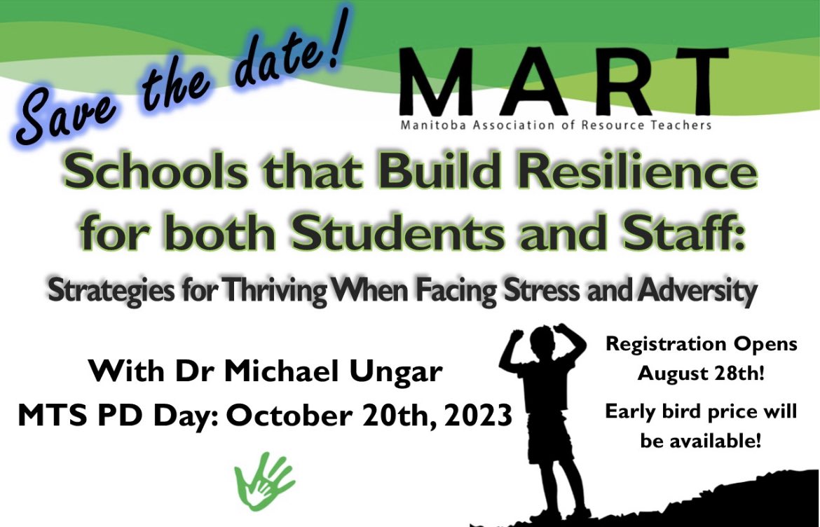 MART_Inclusion's tweet photo. MART is excited to announce this year’s MTS PD Day! Dr. Michael Ungar - in person - presentation about building resilience for staff and students when faced with stress and anxiety! Please keep an eye on https://t.co/h9e5v6mVbz for registration to open and for further details! https://t.co/QHrFUxYOLJ