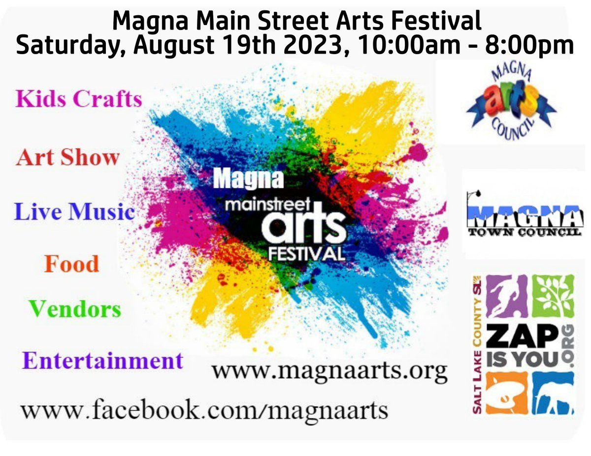 The Magna Arts Festival will be held tomorrow - August 19, from 10 am to 9:00 pm. Come join the fun!
