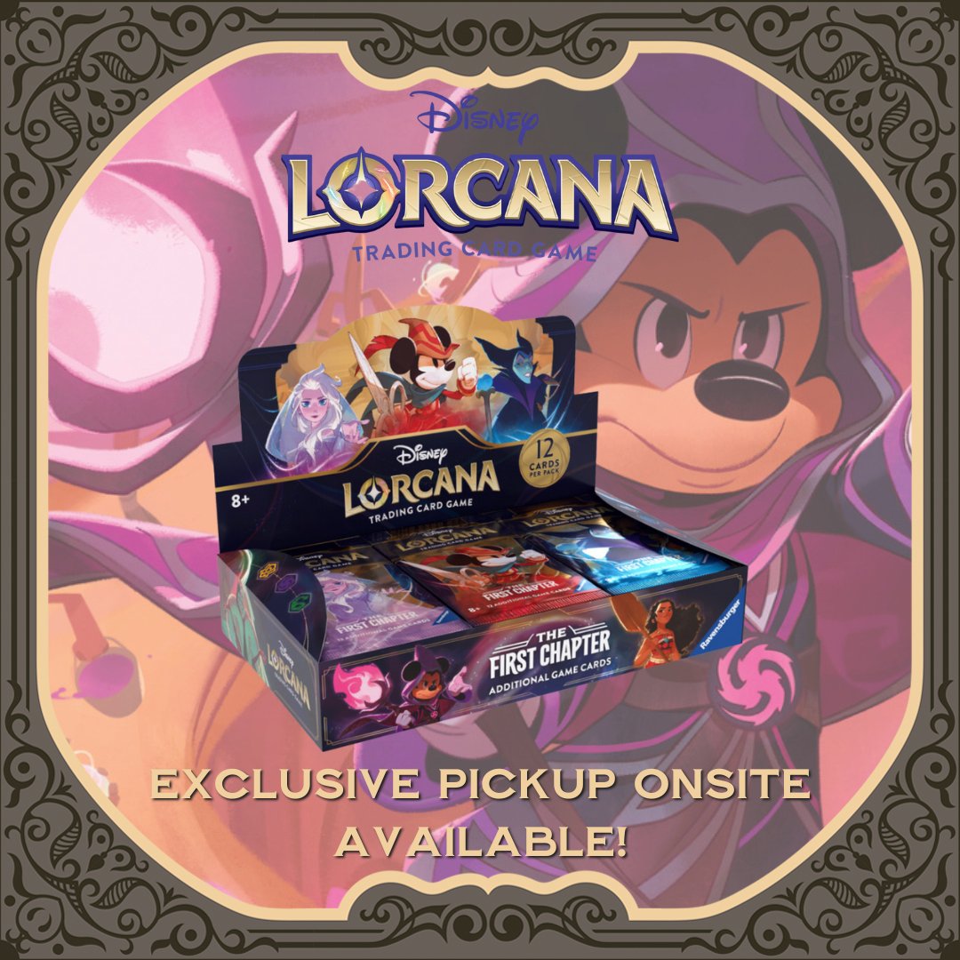FableHobby's tweet image. Are you as hyped as us to get your hands on #Lorcana’s cards? 🔥

@DisneyLorcana doesn’t release until September 1st but we have an exclusive pickup onsite available at Fable Hobby! 😊

👉 Come by our retail store and get your Lorcana items today!