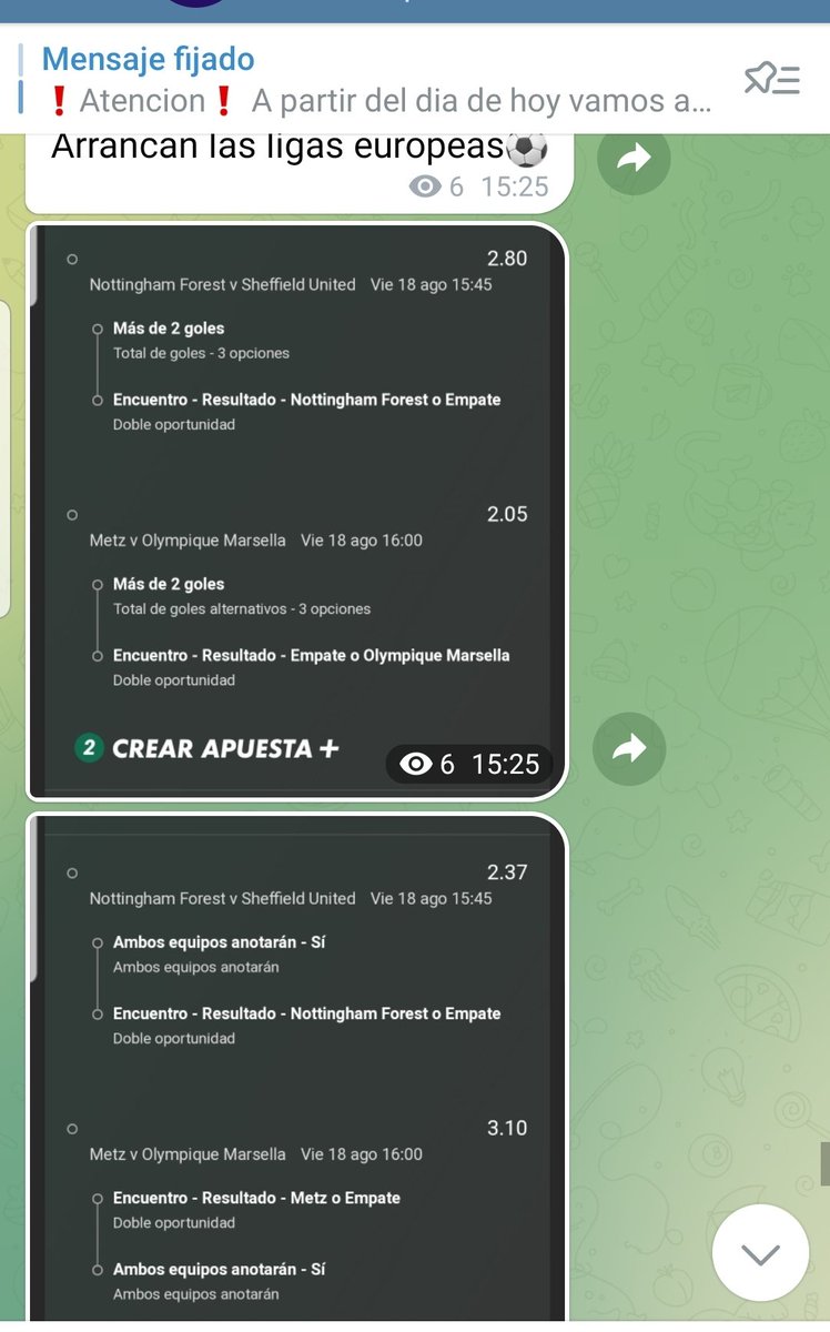 AbsolutPicks1's tweet photo. Arrancamos con todo la temporada europea 🏆⚽️
Cuota 5.74 ✅
Cuota 7.34 ✅
Telegram 📱
https://t.co/ntFPcGuGR2

#NottinghamForest
#sheffieldunited #premierleague #metz #olympiquemarsella #ligue1 #furvo https://t.co/mMQ9jOIN9d