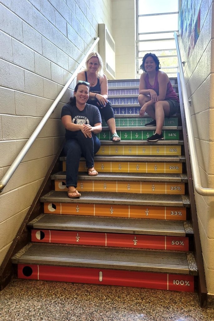 FairLawnSchools's tweet photo. Radburn's PTA does it again!!! Love these stair tread stickers! Now we can learn as we walk up our stairwells. #RadburnRocks #RadburnPTA https://t.co/ur7zmhXm4b
