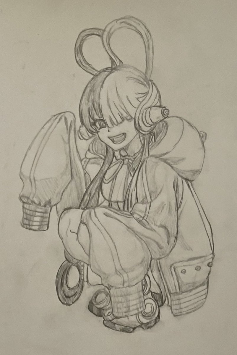 numbonicx's tweet photo. Touched up Uta a bit more from last night. Don’t have any colored pencils sadly so couldn’t do a full color. Still happy with it though. https://t.co/KM1ne2n4ZR