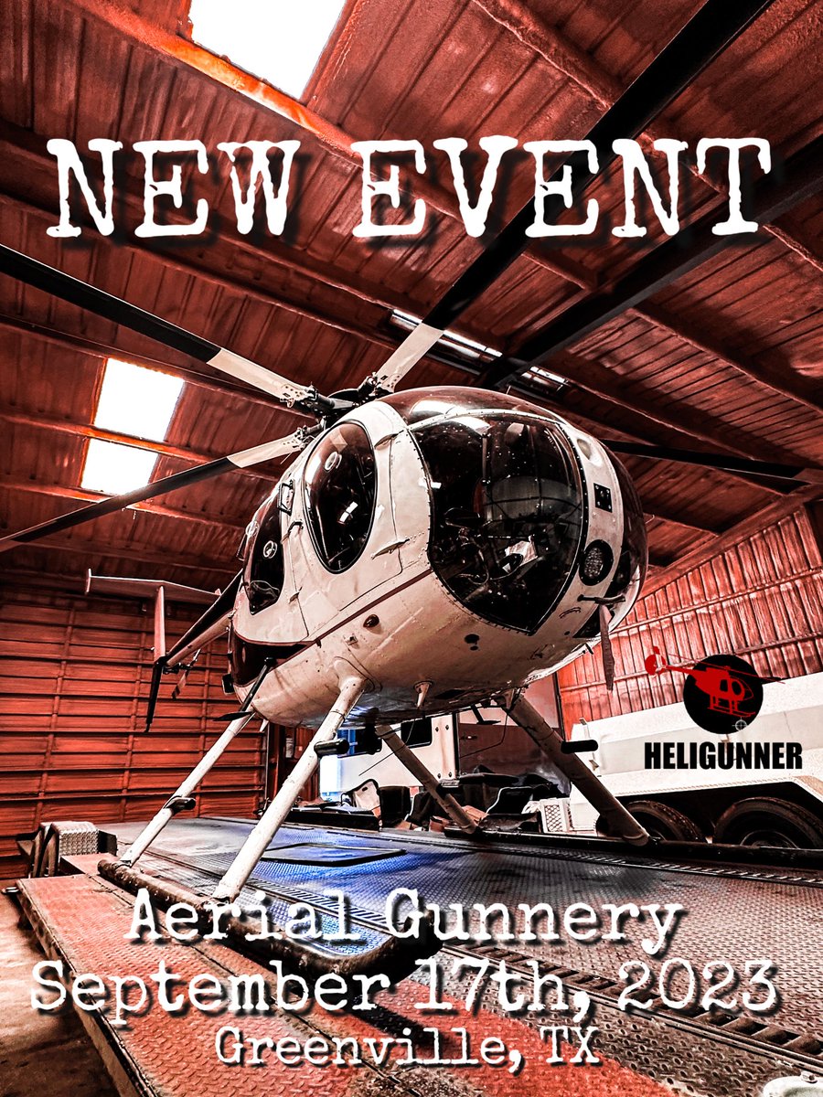 heligunner's tweet photo. New aerial gunnery event in Greenville, TX!

Open to the public, you can find more information (and sign-up) on our website at https://t.co/nLPDVqBxE5 

#Texas #aviationdaily #gunnery https://t.co/MPfKw5fk8O