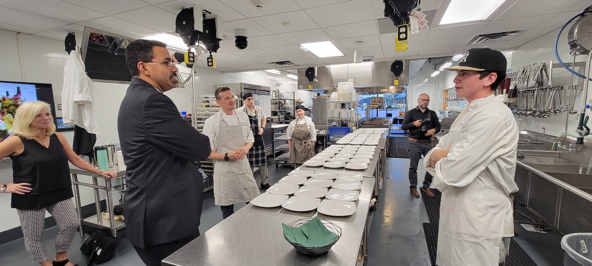 SUNYChancellor's tweet photo. Got to see where the magic happens firsthand from culinary and baking arts students! Under the guidance of award-winning chef and @SUNYADK alum Matt Bolton, these students receive state-of-the-art training and industry experience before they graduate. https://t.co/mQ7RzWhrGi