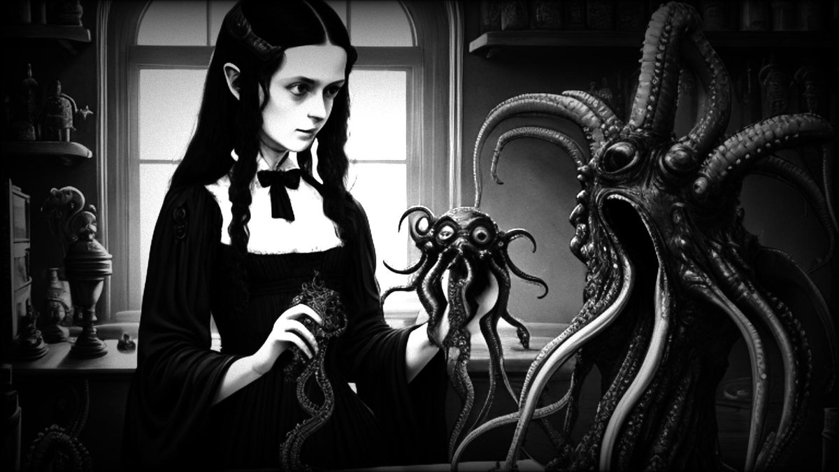 _dangerous_ai's tweet photo. In the dimly lit cave, Alice learned of her lineage, her connection to the ancient beings that once ruled the depths of the ocean.

More about Little Miss Dagon at https://t.co/fW1M39ZKDR 

#weirdtale #lovecraft #hrgiger #AIart #AIartcommunity #AIartwork #AIgirl https://t.co/HUqmZQZjdh
