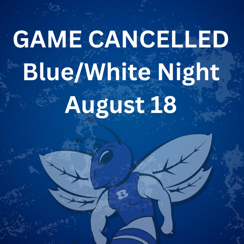 The Blue and White football that was scheduled for tonight, August 18, has been cancelled due to a water main break at Hornet Stadium. All tickets bought online will be refunded to the original payment source.