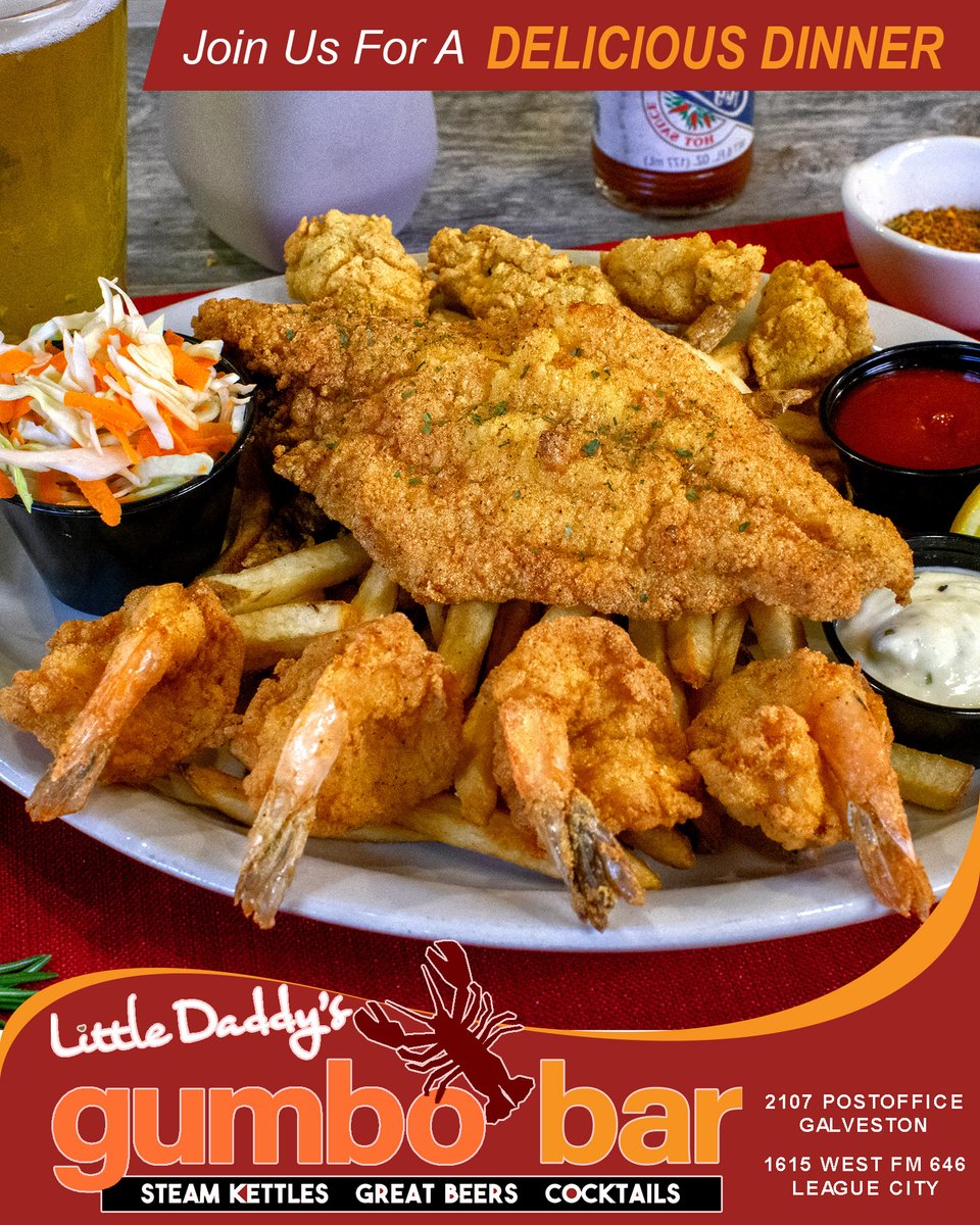 Little moments where you treat yourself can make your day even brighter. Celebrate today with some delicious Cajun Cuisine from Little Daddy’s.

Delivery: bit.ly/3Qx1iQt
Directions: bit.ly/3micabm
Patio Seating Available