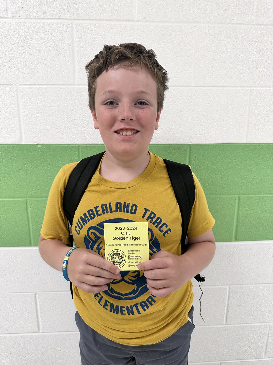 Congratulations to our first golden tiger ticket winner!!!! So proud of you 💙💛🐯 <a href="/ctetigers/">Cumberland Trace ES</a>