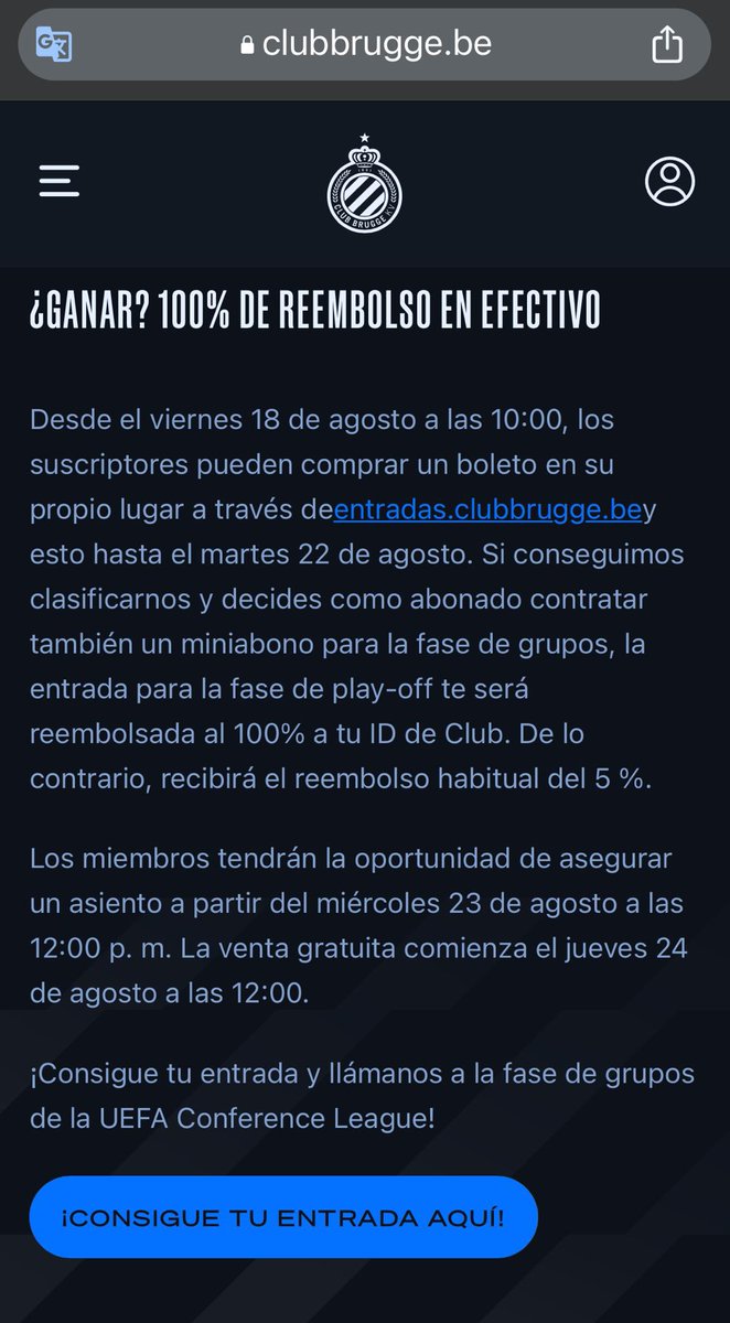 Gran iniciativa del <a href="/ClubBrugge/">Club Brugge KV</a> para su partido de @europacnfleague contra <a href="/Osasuna/">C. A. OSASUNA</a> en una demostración de que se puede cuidar a los socios a la vez que se cobra entrada. 

Una de cal y otra de arena, no siempre la de arena.

clubbrugge.be/nl/news/club-b…