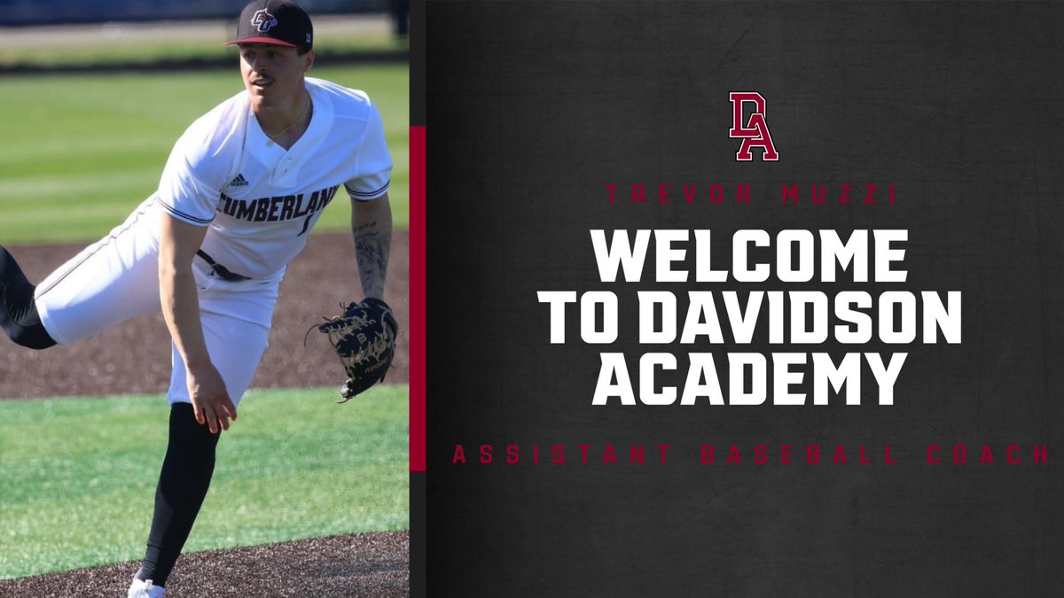 DavidsonAcadBB's tweet photo. Excited to add Trevor Muzzi to our coaching staff. Trevor brings a wealth of knowledge after being a highly-successful collegiate athlete. He will assist in all areas of our program and will be a huge asset to our players and their development. https://t.co/d2p5Fs8qCN
