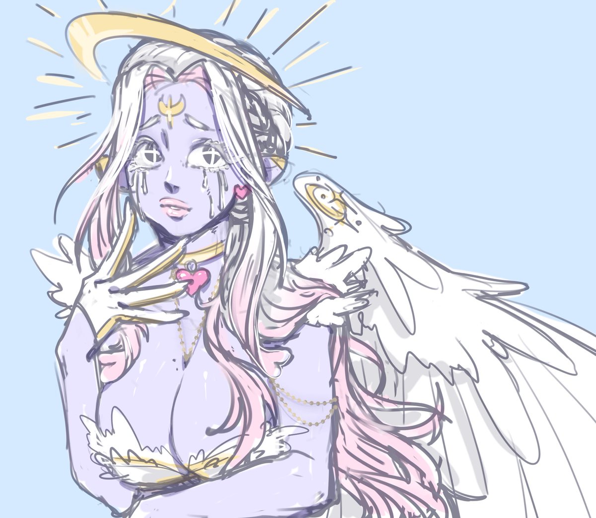 ESSI_DEE's tweet photo. mmmm do you guys mind when artists post WIPs / sketches on main?? 

[Essi Sona Angel AU] #deemworks https://t.co/evB3Sx8Atc