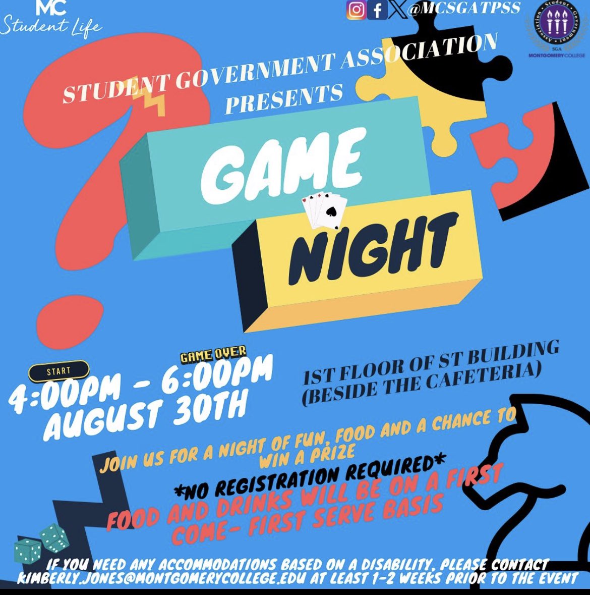 ♟️Join us for an evening of board games, a chance to meet new people. Grab your friends and mark your calendar while enjoying free snacks and drinks. Mark your calendars for August 30th, 4:00 pm - 6:00 pm on the 1st floor of the Student Services Building. Open to all!